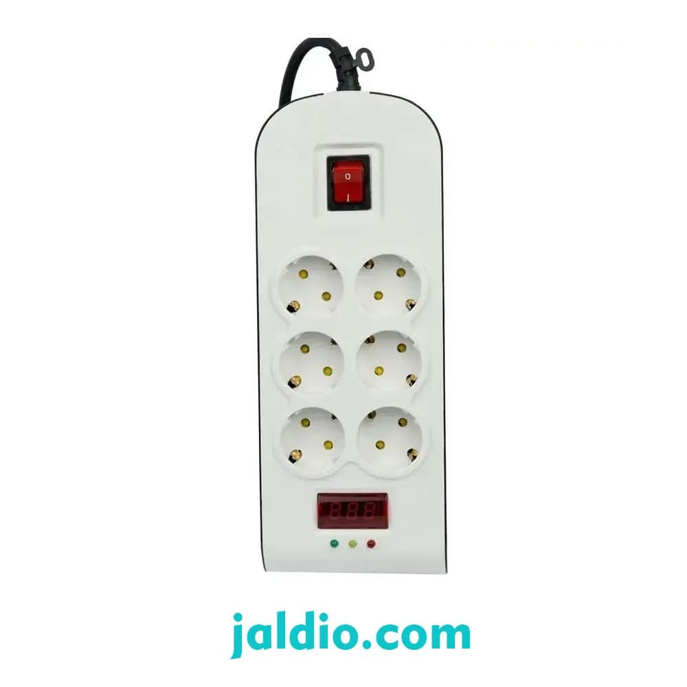 محافظ شش خانه ارت دار با کلید و کابل 1.8 متری پارت الکتریک کد 8794 — تصویر ۲