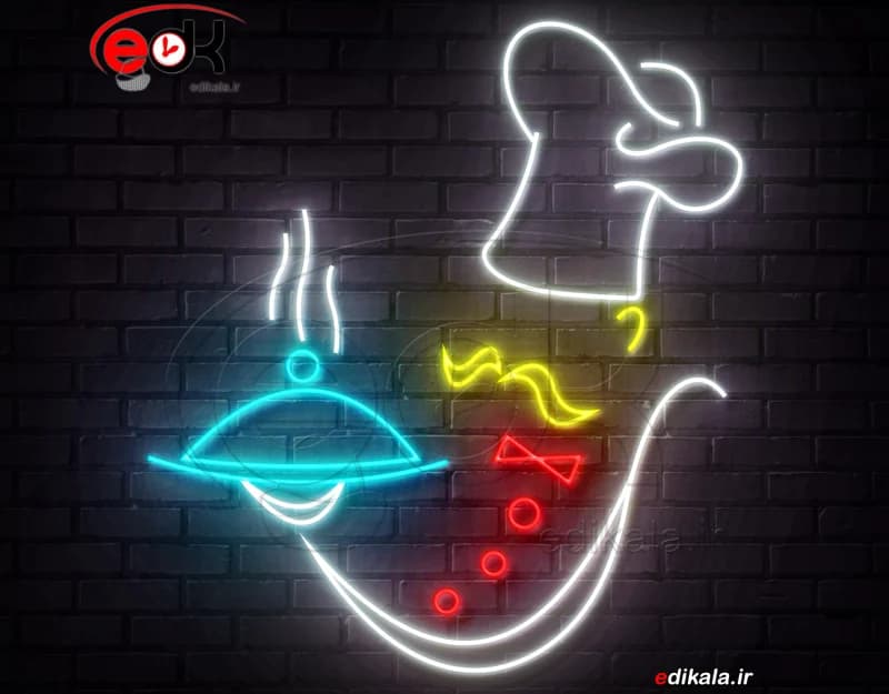 تابلو نئون طرح سر آشپز شماره 5 در ابعاد مختلف +آداپتور+ فایل لایه باز