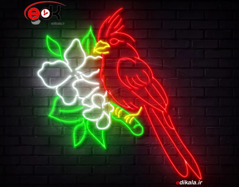 تابلو نئون طرح پرنده شماره 19 در ابعاد مختلف + آداپتور + فایل کورل لایه باز