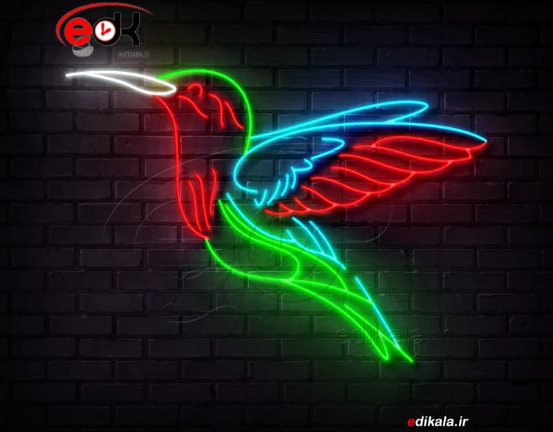 تابلو نئون طرح پرنده شماره 18 در ابعاد مختلف + آداپتور + فایل کورل لایه باز