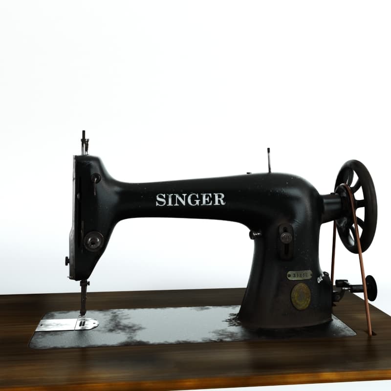 دانلود آبجکت تری‌دی‌مکس چرخ خیاطی سینگر مشکی Black Singer Sewing Machine