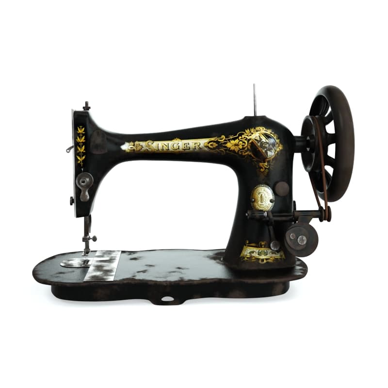 دانلود آبجکت تری‌دی‌مکس چرخ خیاطی قدیمی Old Sewing Machine
