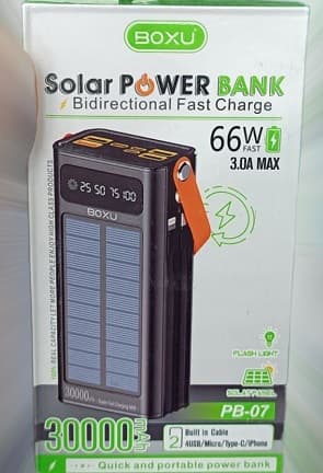 پاور بانک 30000 BOXU SOLAR PB-07 خورشیدی — تصویر ۳