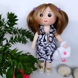 عروسک دستساز و پارچه ای روسی مهتاب. عروسک مو خرگوشی پارچه ای.عروسک روسی.هدیه تولد.عروسک بازی دخترها — تصویر ۲