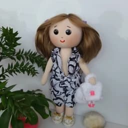 عروسک دستساز و پارچه ای روسی مهتاب. عروسک مو خرگوشی پارچه ای.عروسک روسی.هدیه تولد.عروسک بازی دخترها — تصویر ۵