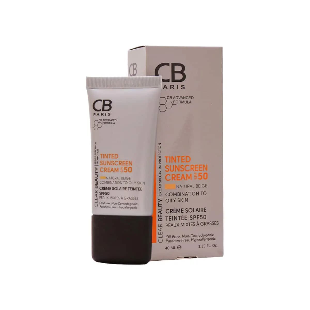 کرم ضد آفتاب SPF50 پوست مختلط تا چرب سی بی پاریس 40 میلی لیتر – بژ طبیعی — تصویر ۳