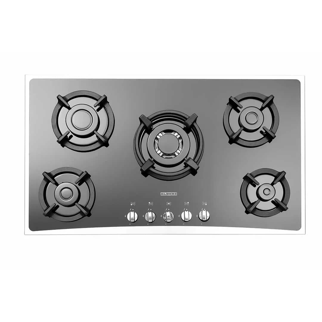 اجاق گاز رومیزی شیشه ای پنج شعله استیل البرز مدل G-5954 i s