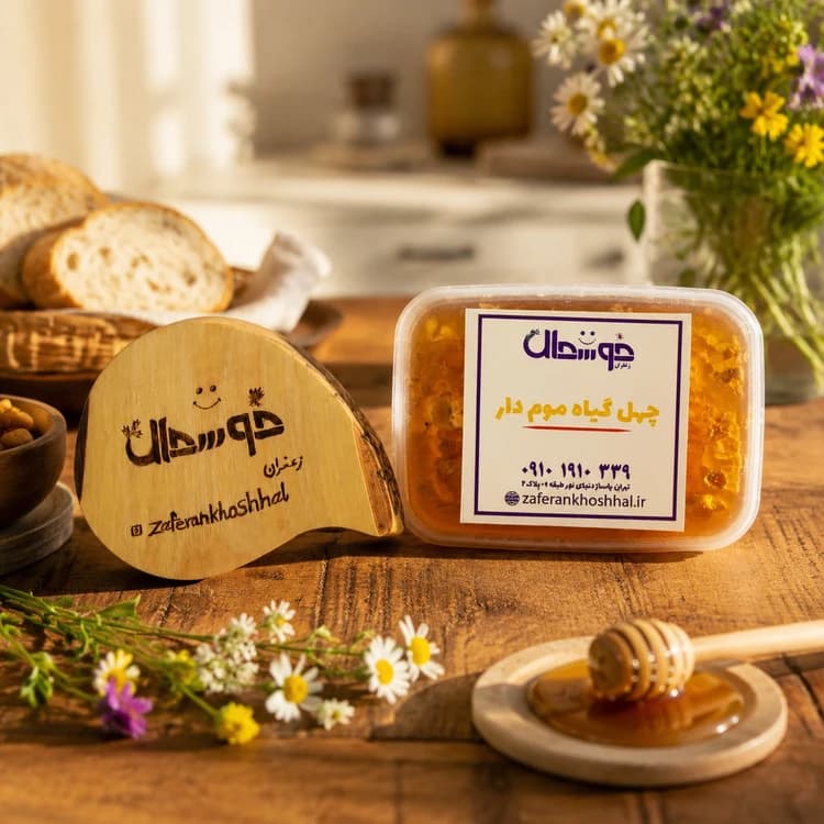 عسل چهل گیاه ( نیم کیلو) موم دار — تصویر ۲