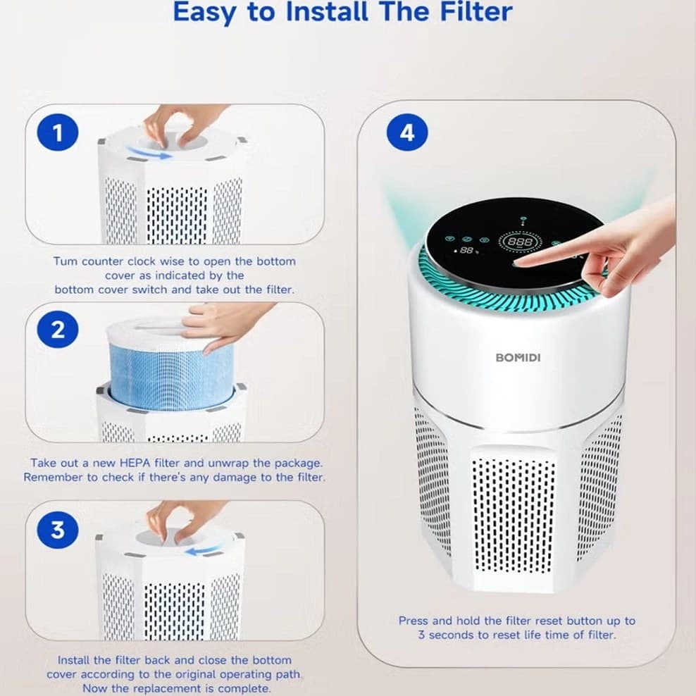 دستگاه تصفیه هوای خانگی بومیدی مدل Bomidi Air Purifier AP01 — تصویر ۵
