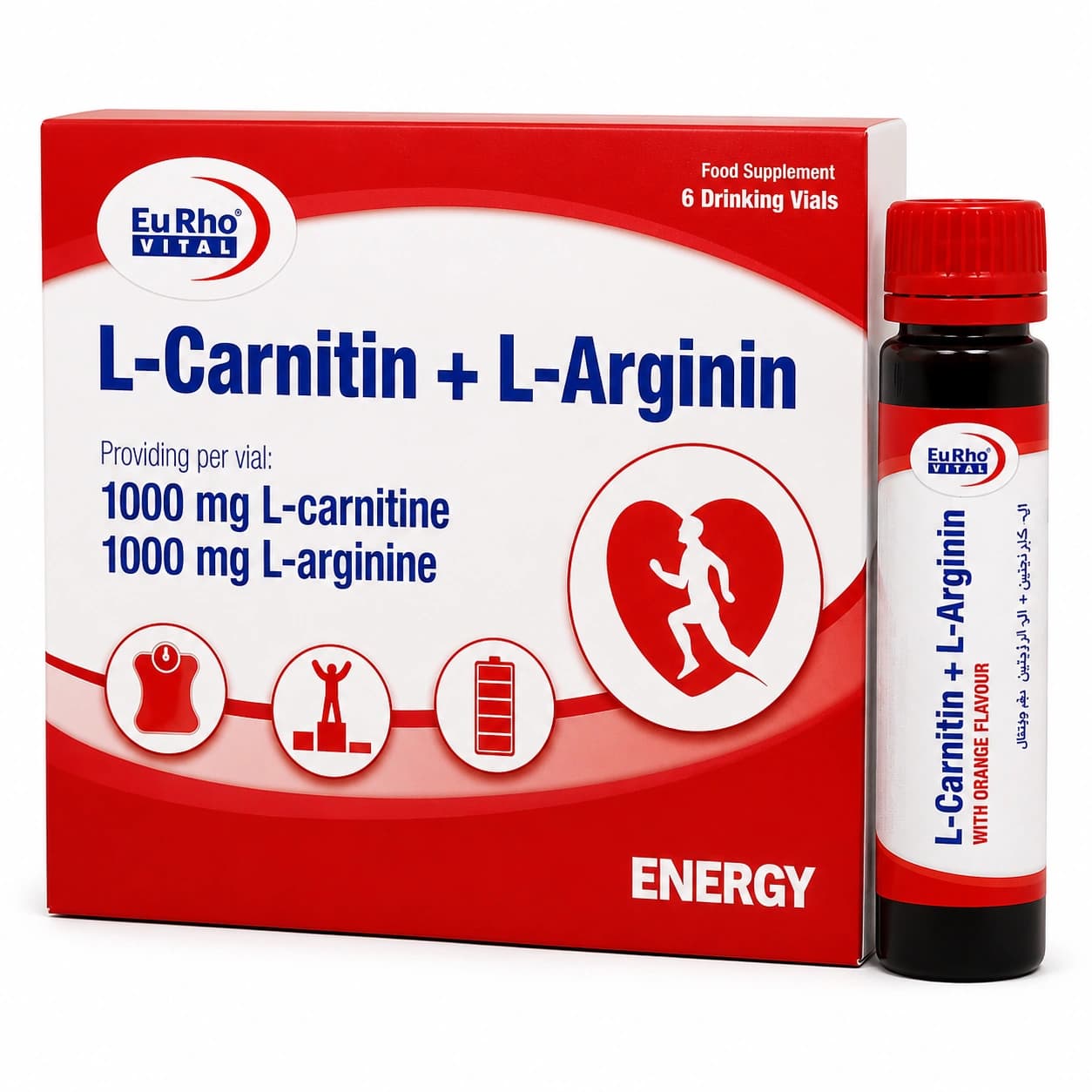 ویال ال کارنیتین و ال آرژنین یورویتال 6 عدد (Eurho Vital L Carnitin And L Arginin)