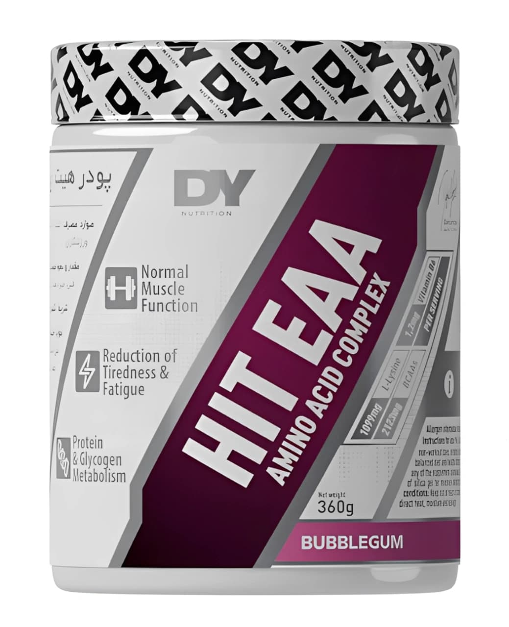 پودر هیت ایی ای ای دوریان یتس 360 گرم با طعم آدامس بادکنکی (DY Nutrition HIT EAA Powder 360 g)