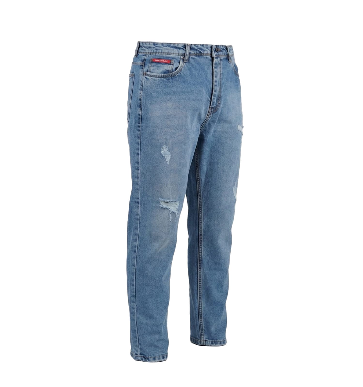 شلوار مردانه مام فیت ساده جین آبی یخی Zara کد 50335 — تصویر ۵