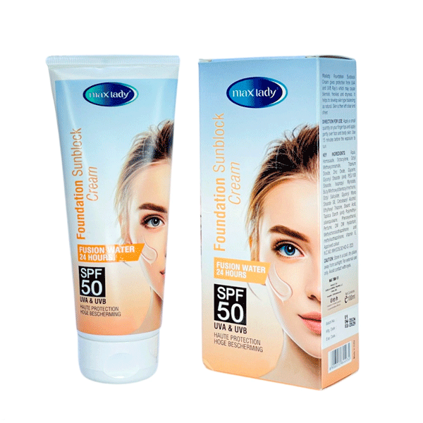 کرم ضد آفتاب رنگی و آبرسان SPF50 مکس لیدی 50 میل