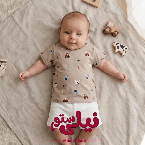 بلوز آستین کوتاه طرح مزرعه برند آدمک