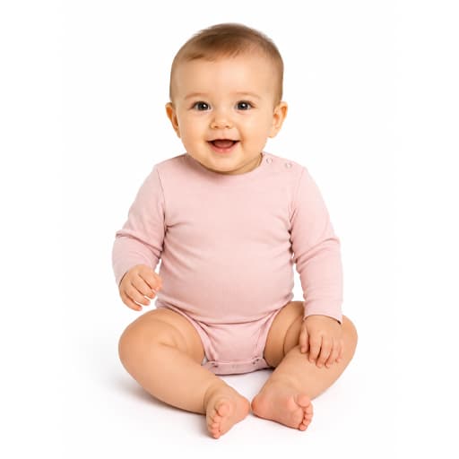 بادی يقه سه سانت کبریتی برند آدمک صورتی روشن