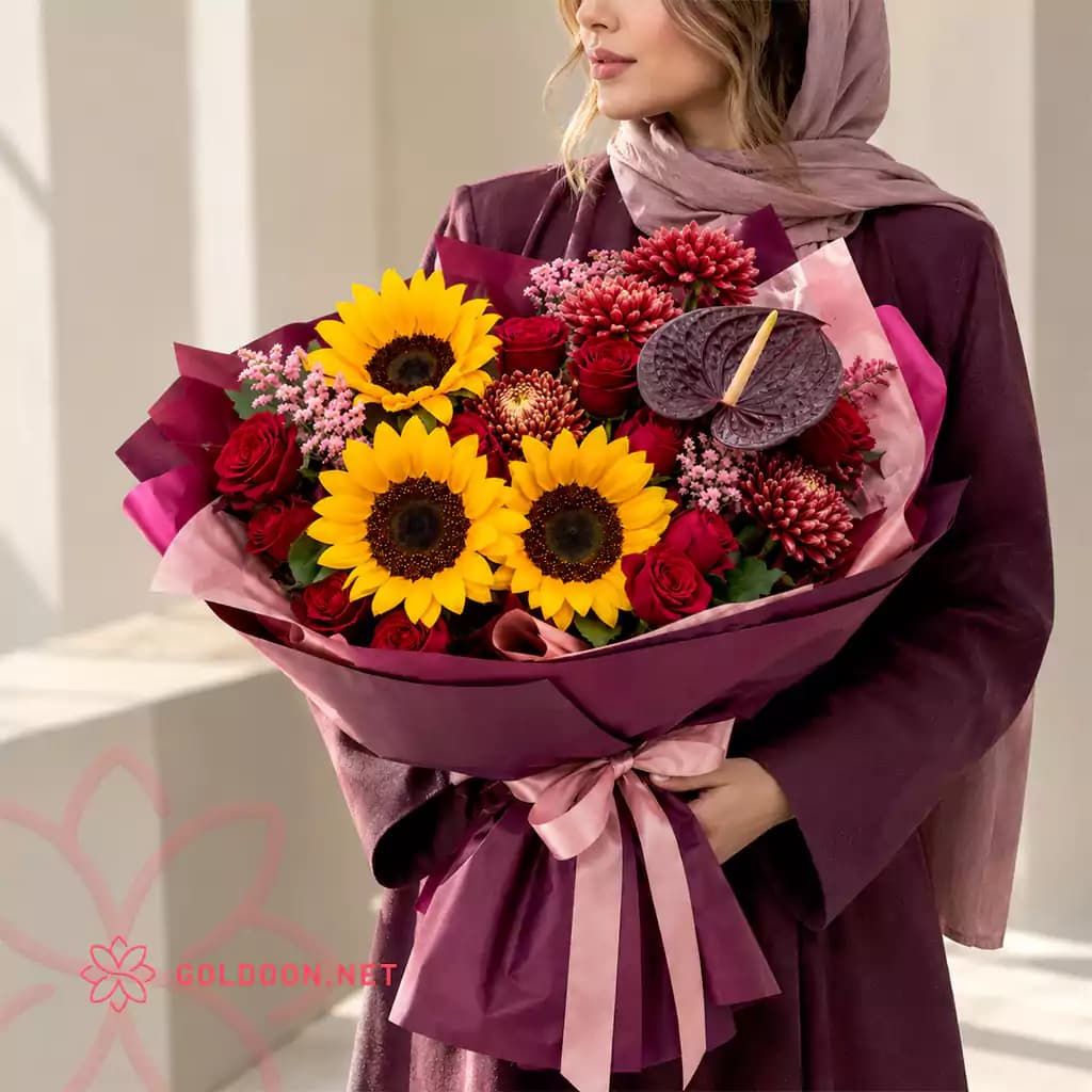 دسته گل زرشکی کد 017 — تصویر ۲