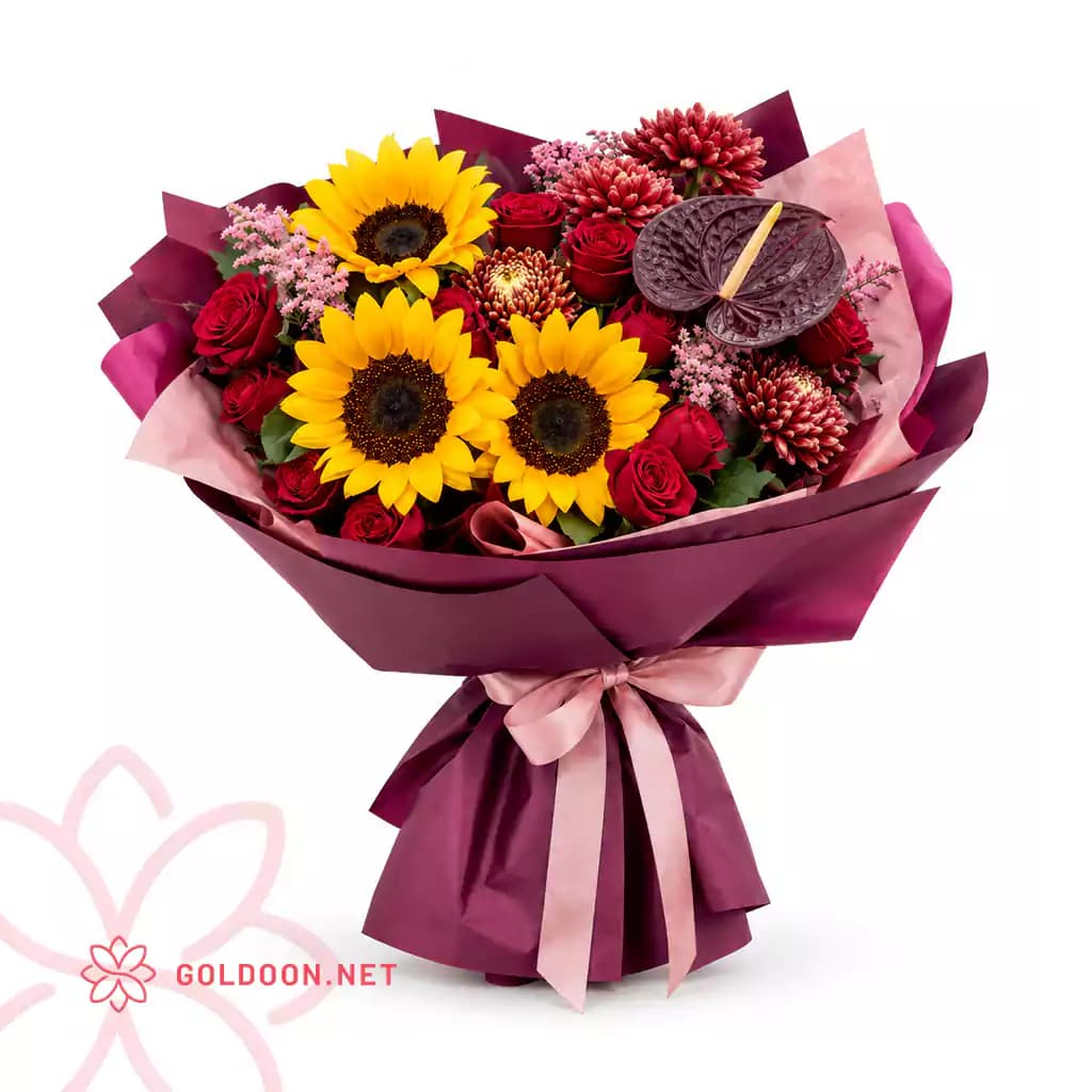 دسته گل زرشکی کد 017