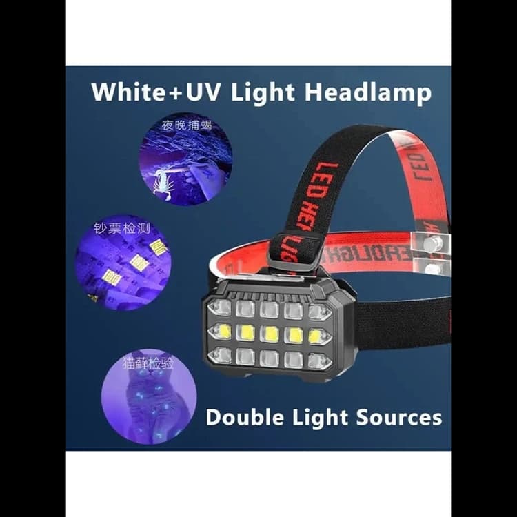 چراغ قوه پیشانی هدلایت شارژی مدل SQ- 818 -UV — تصویر ۳