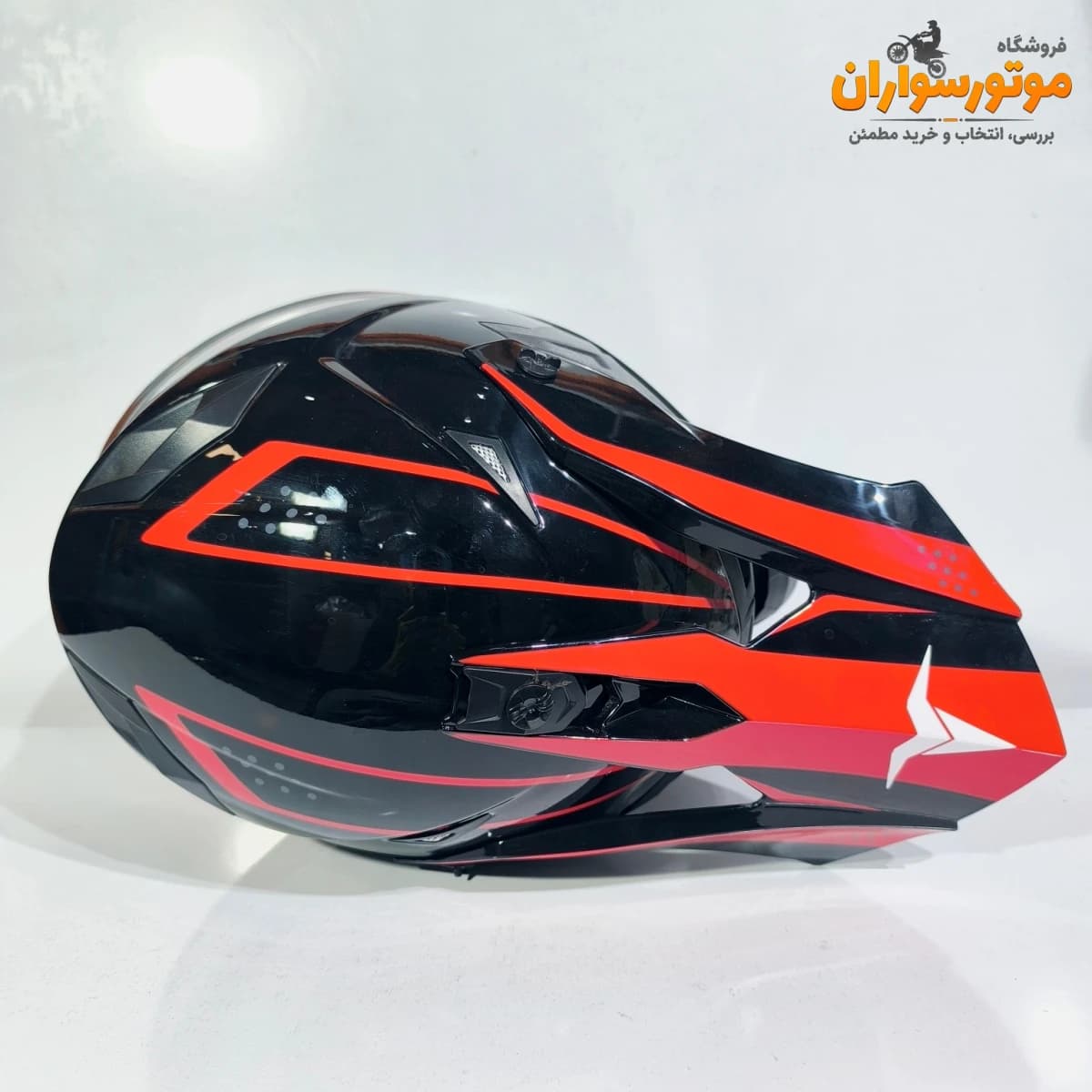 کلاه کاسکت کراسی مشکی قرمز براق تکنو TEKNO — تصویر ۸