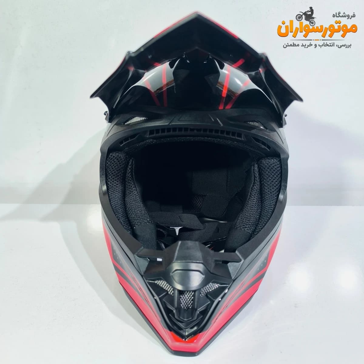 کلاه کاسکت کراسی مشکی قرمز براق تکنو TEKNO — تصویر ۶