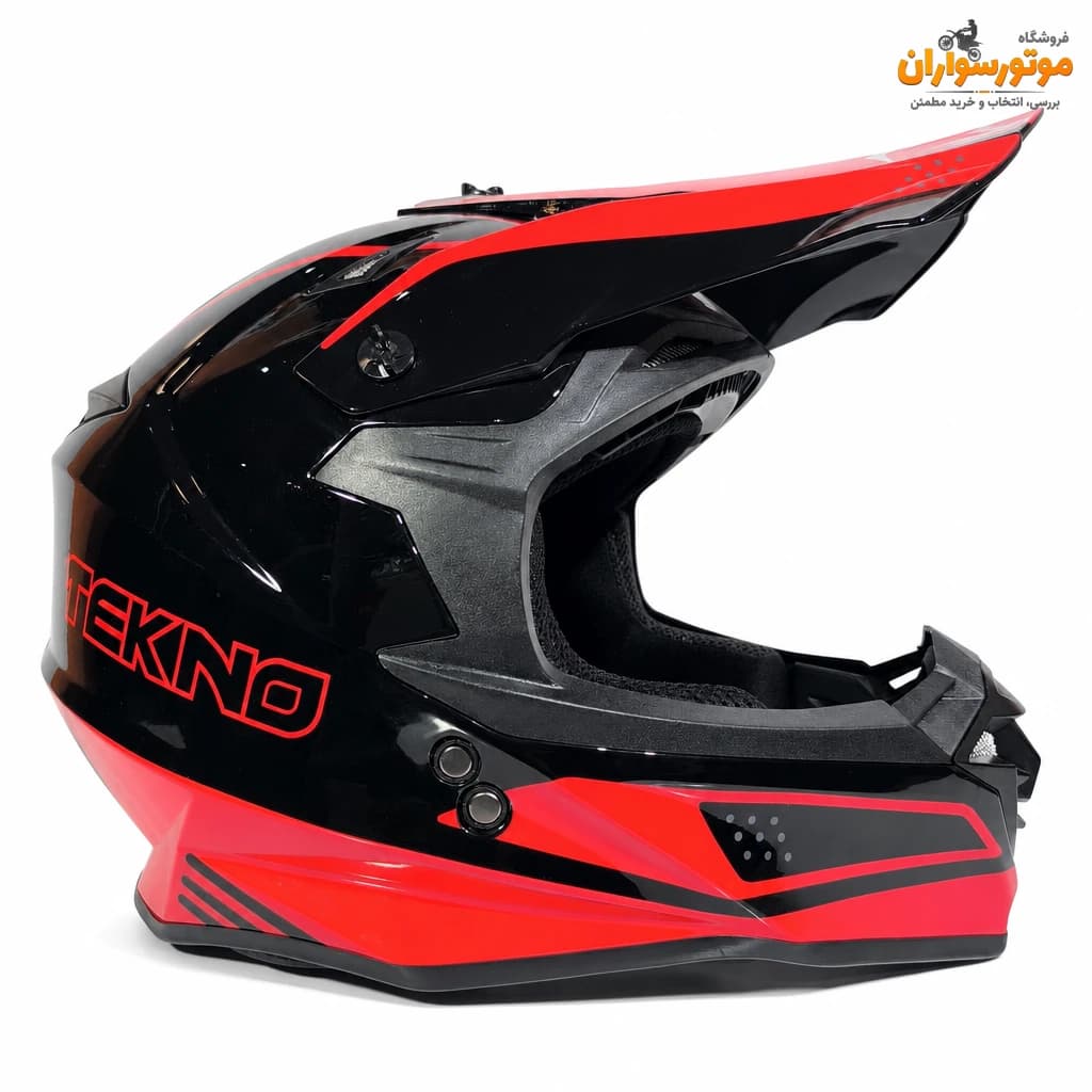 کلاه کاسکت کراسی مشکی قرمز براق تکنو TEKNO