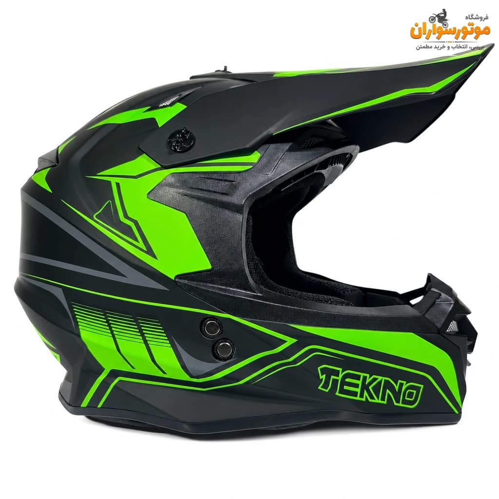 کلاه کاسکت کراسی مشکی سبز مات TEKNO تکنو