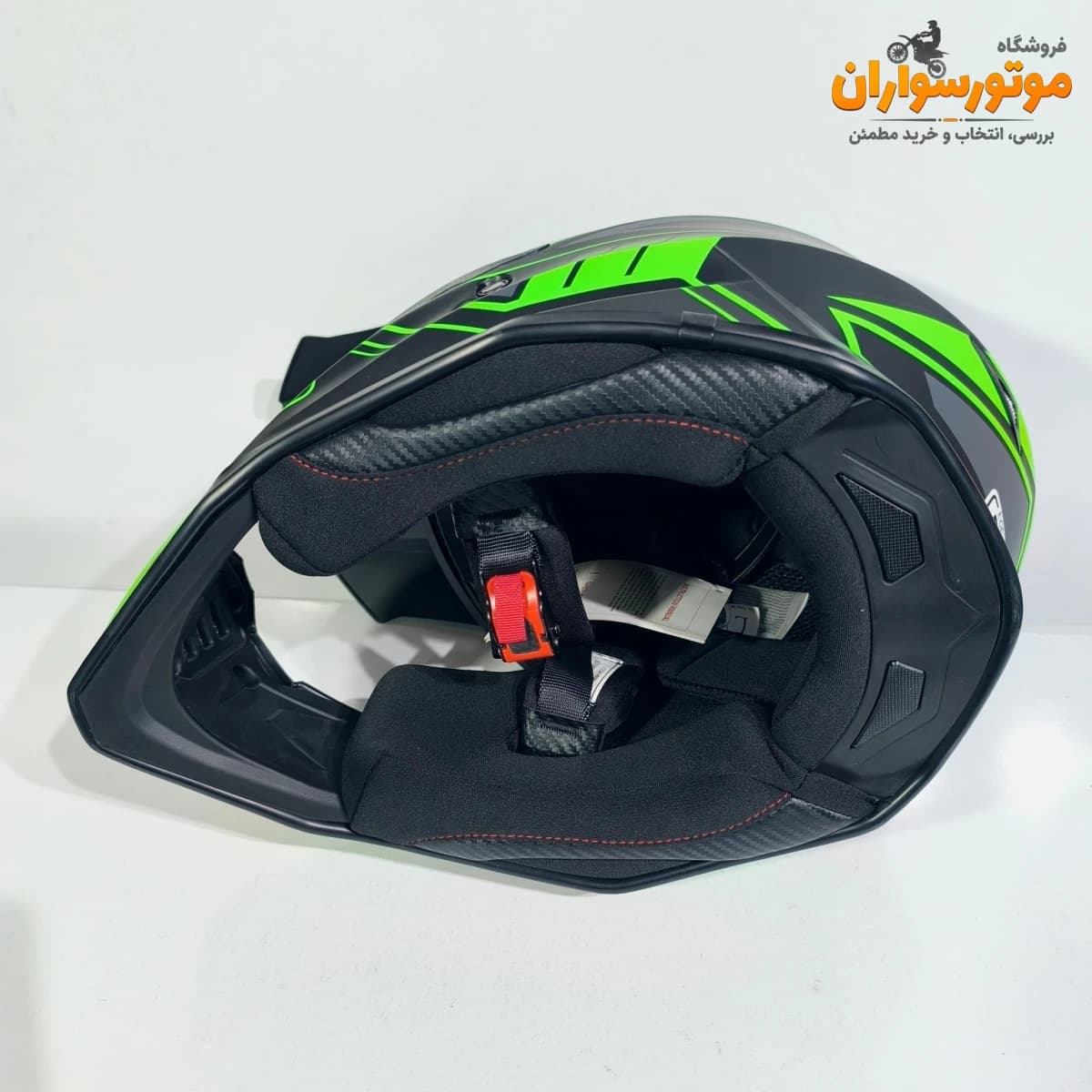 کلاه کاسکت کراسی مشکی سبز مات TEKNO تکنو — تصویر ۸