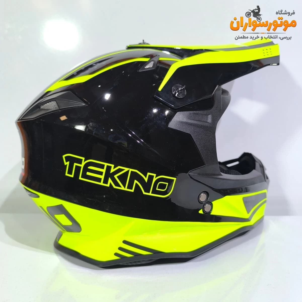 کلاه کاسکت کراسی TEKNO تکنو مشکی فسفری — تصویر ۲