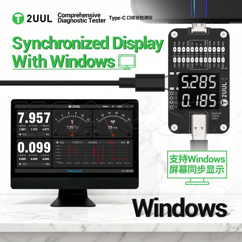 تستر شارژ و سوکت شارژ 2UUL PW32 TYPE-C — تصویر ۴