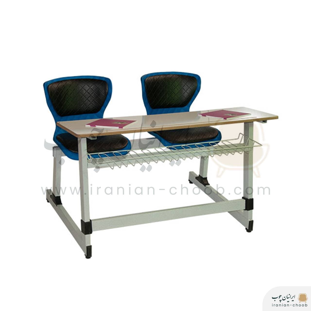 نیمکت متصل مدرسه ای دو نفره دیاموند چرمی مدل BTS202A