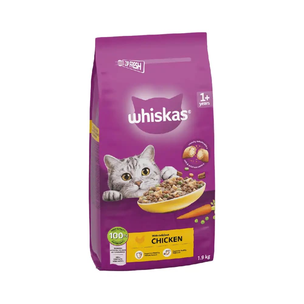 غذای خشک گربه بالغ ویسکاس (Whiskas) مدل مرغ – بسته ۱.۹ کیلوگرمی