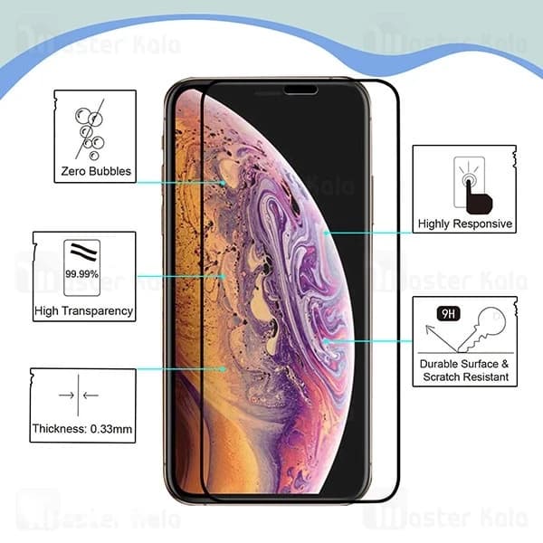 محافظ صفحه شیشه ای تمام صفحه تمام چسب آیفون Apple iPhone X / Xs Mocol Glass — تصویر ۲