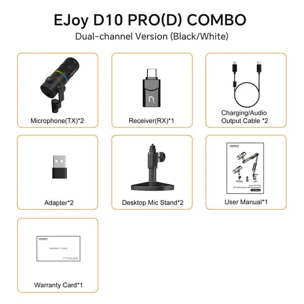 میکروفون استودیویی کامیکا مدل EJOY D10 PRO D COMBO با درگاه های اتصال تایپ سی و xlr — تصویر ۶