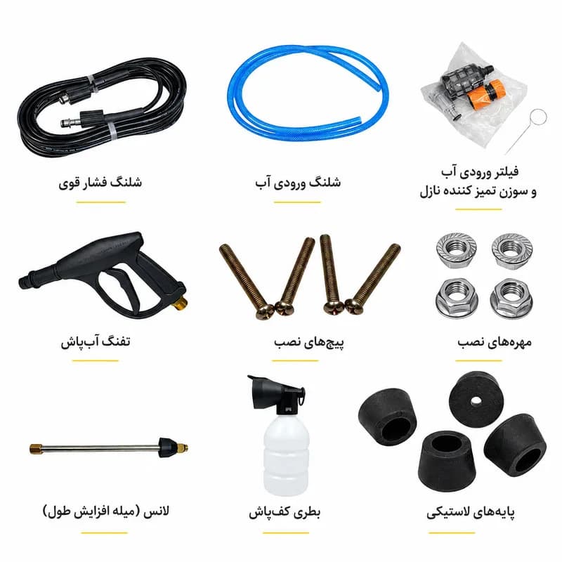 کارواش برقی 195 بار 1800 وات با موتور دینامی فیدک مدل 195BAK با حداکثر دبی آب 9 لیتر بر دقیقه — تصویر ۵
