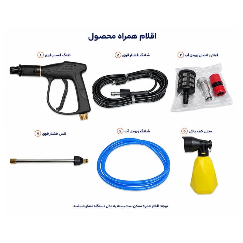 کارواش برقی 170 بار 2200 وات با موتور دینامی فیدک مدل 170BAK با حداکثر دبی آب 9 لیتر بر دقیقه — تصویر ۵