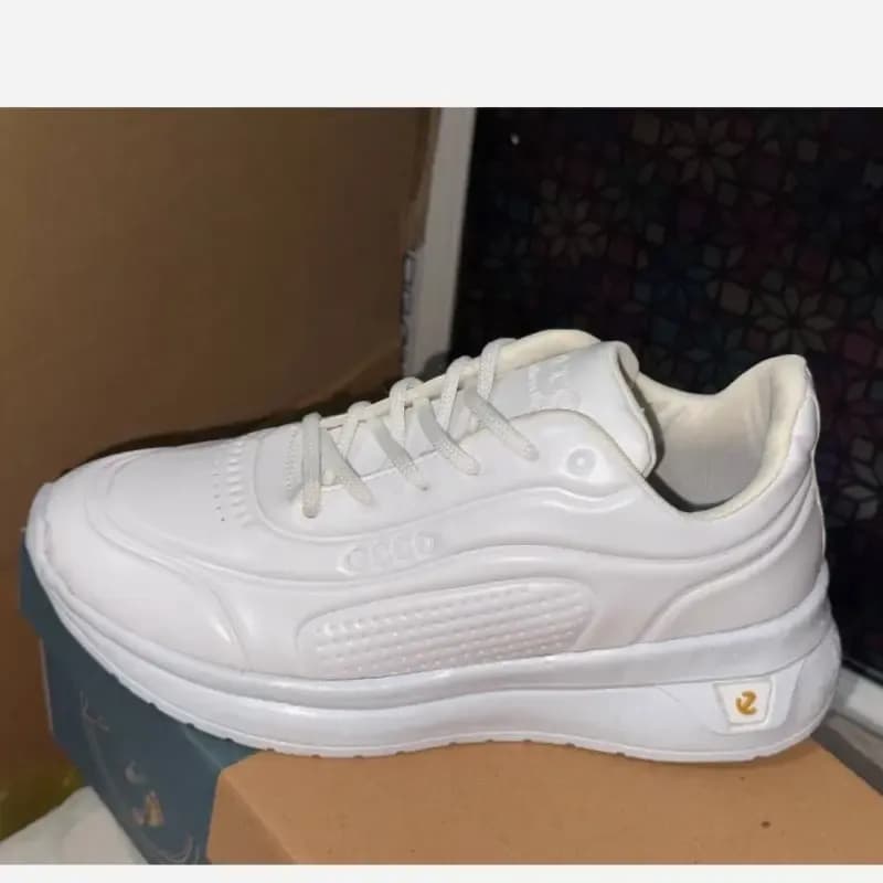 کتانی مردانه اکو چرم مصنوعی سفید پیاده روی روزمره — تصویر ۸