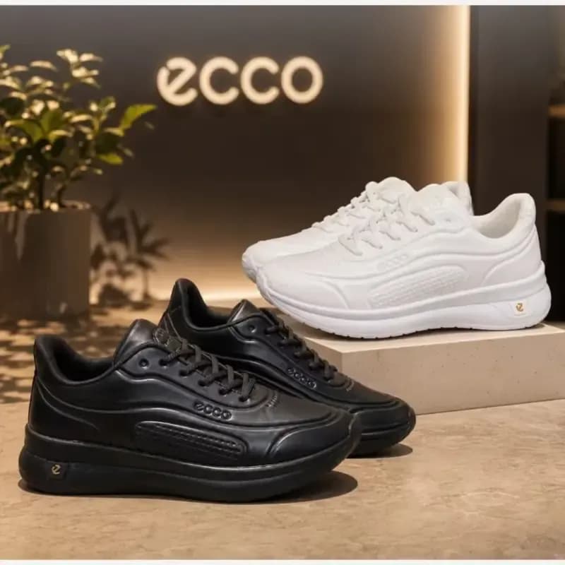 کتانی مردانه اکو چرم مصنوعی سفید پیاده روی روزمره