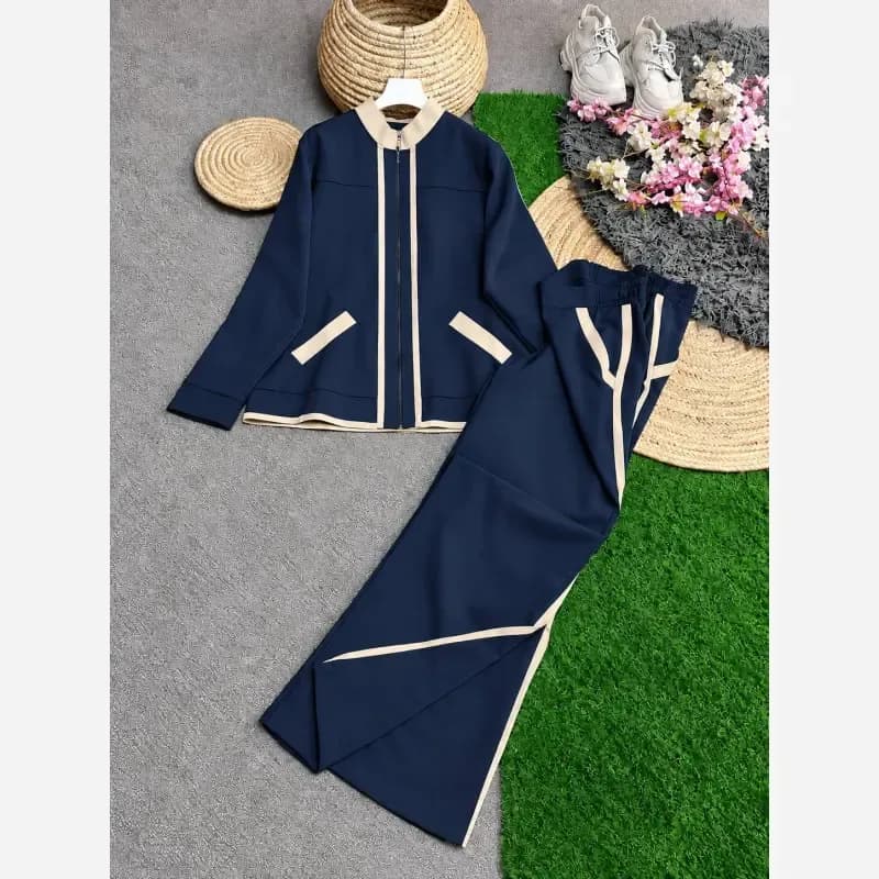 ست سویشرت و شلوار زنانه جنس سوپر مازراتی گرم بالا رنگ بندی مشکی قهوه ای سرمه ای فری سایز 38 تا 46 — تصویر ۴