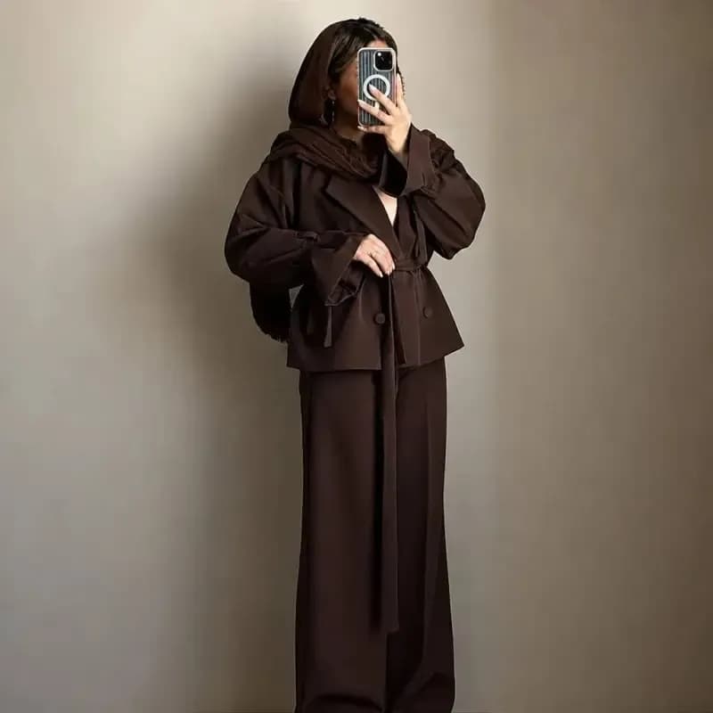 کت شلوار زنانه مدل سانی جنس مازراتی دبل سایزبندی — تصویر ۲