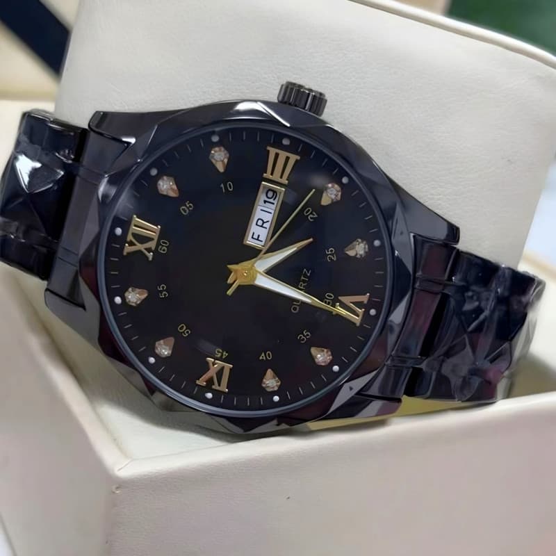 ساعت مچی عقربهای کوارتز مردانه مدل کلاسیک دی دیت بند استیل طرح تراش الماسی کد C1.10 — تصویر ۶