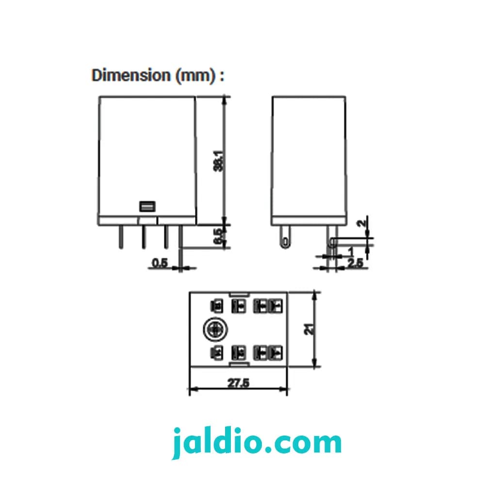 رله شیشه ای 48 ولت 2 کنتاکت 10 آمپر ac رعد RAAD — تصویر ۳
