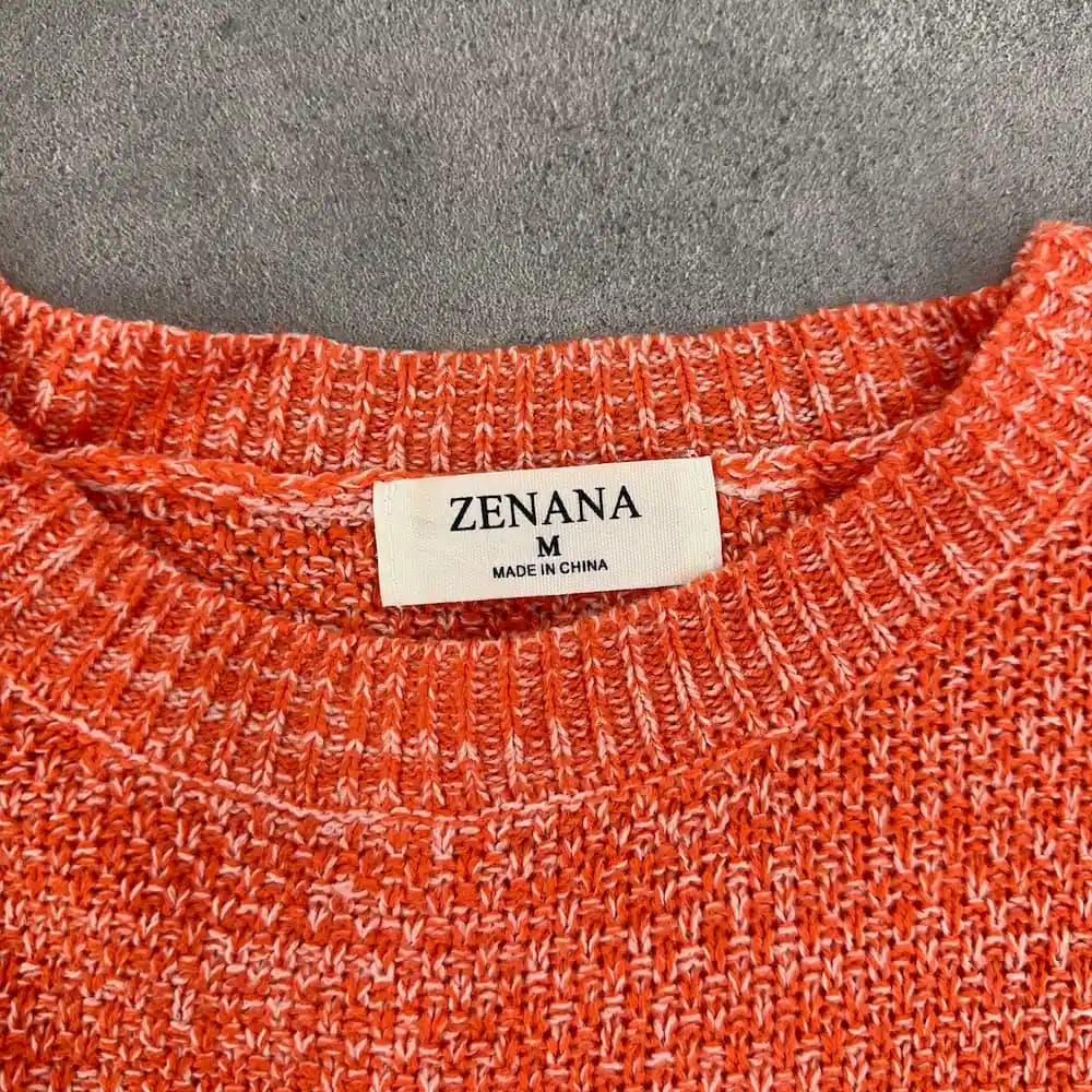 بلوز بافت زنانه برند زنانا ZENANA نارنجی ملانژ سایز L — تصویر ۵