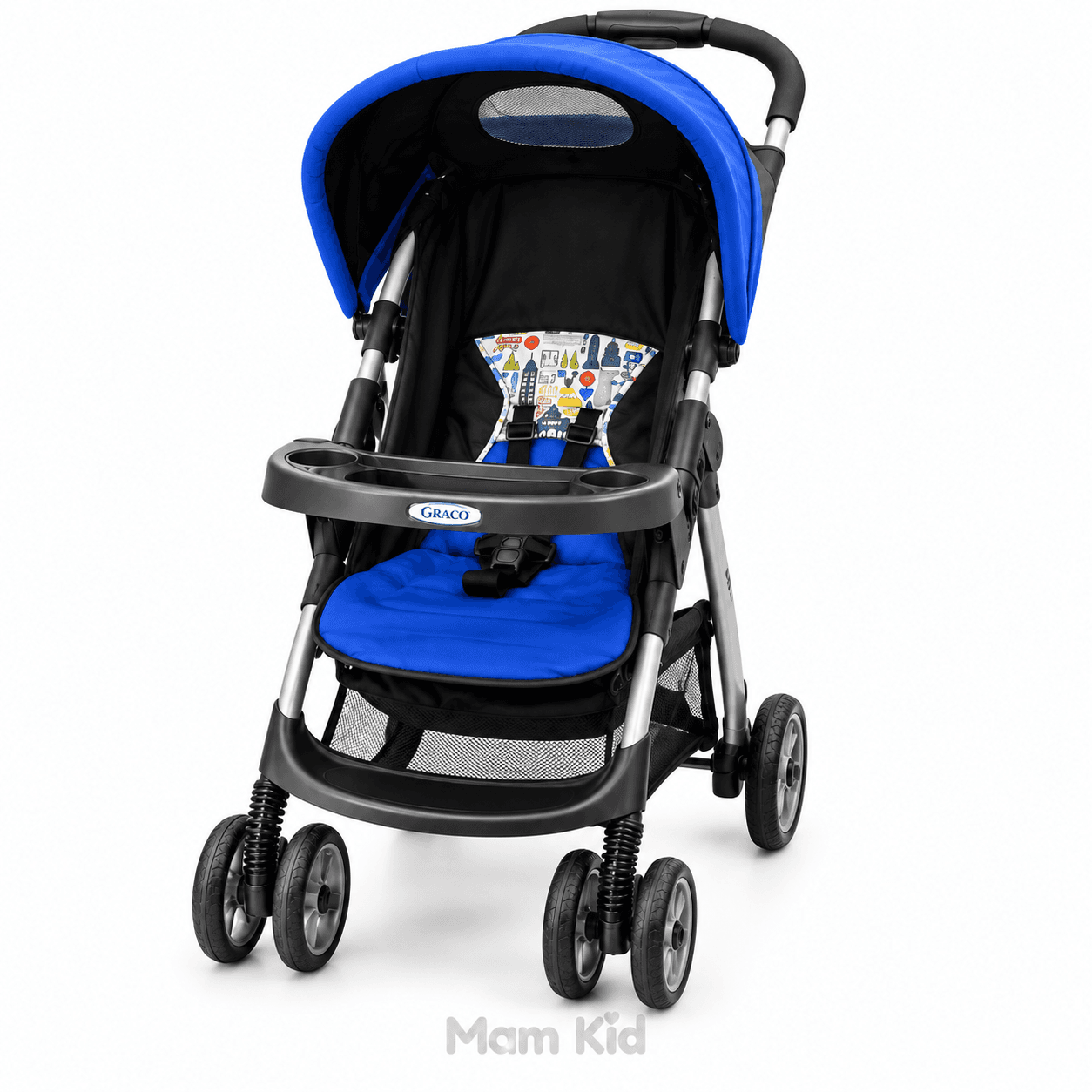 ست کالسکه و کریر نوزاد گراکو مدل لایت رایدر (Graco LiteRider) رنگ آبی و مشکی — تصویر ۳
