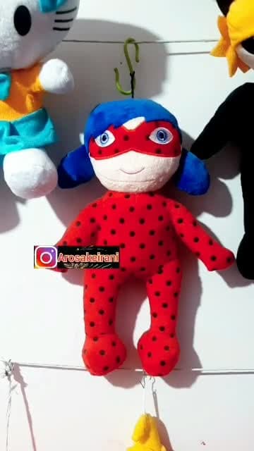 عروسک دختر کفشدوزکی و پسر گربه ای (2 عددی کفشدوزکی و گربه سیاه)