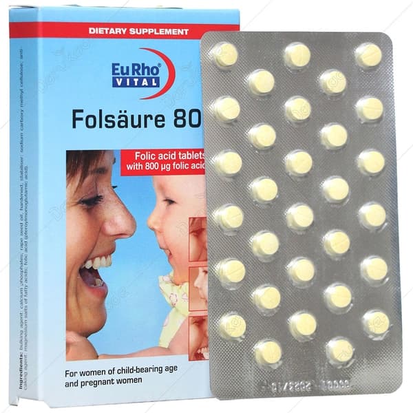 فولیک اسید 800 میکرو گرم 60 عددی یورو ویتال