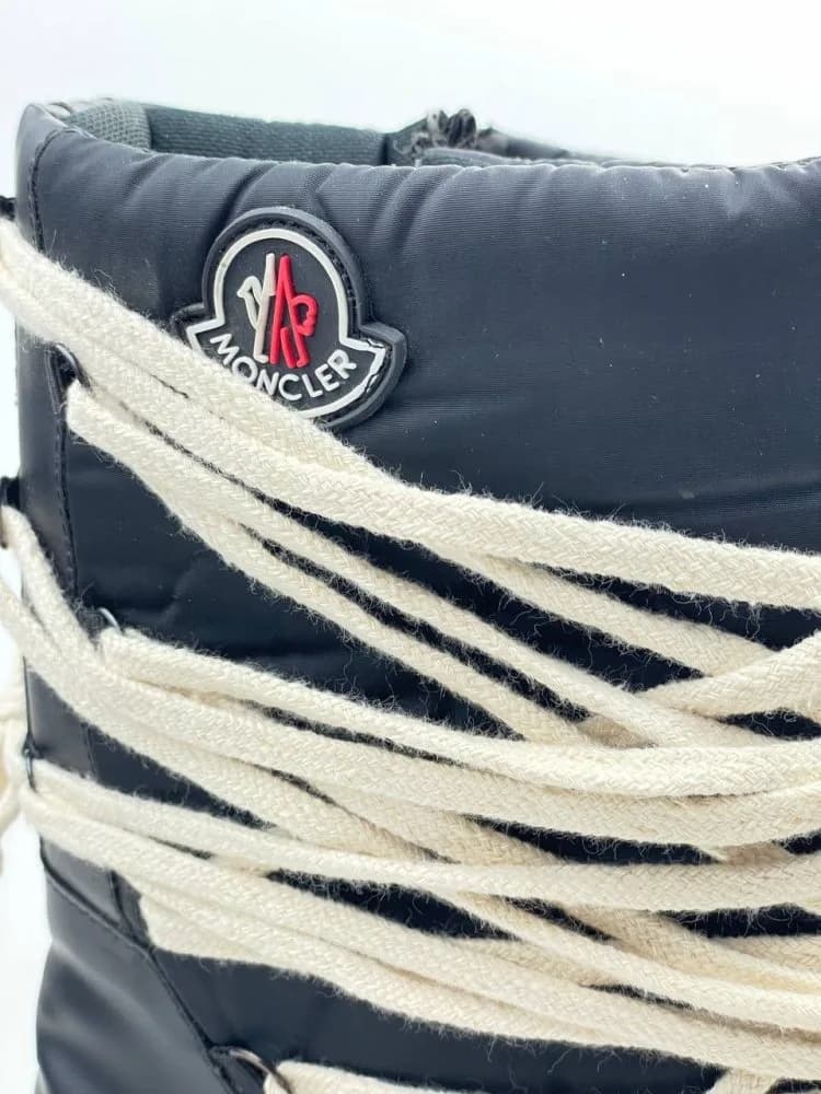 کد 3306 ریک اونز RICK OWENS مونکلر MONCLER بوت پر بند برزنت و چرم مشکی مات — تصویر ۸