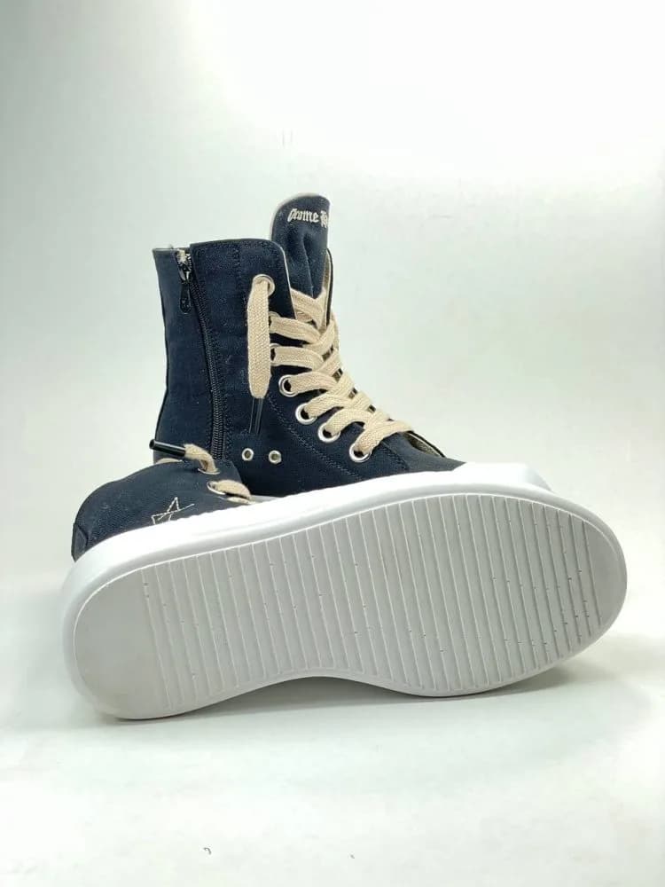 بوت ریک اونز RICK OWENS کد 3309 مشکی ستاره دار پارچه جودون — تصویر ۳