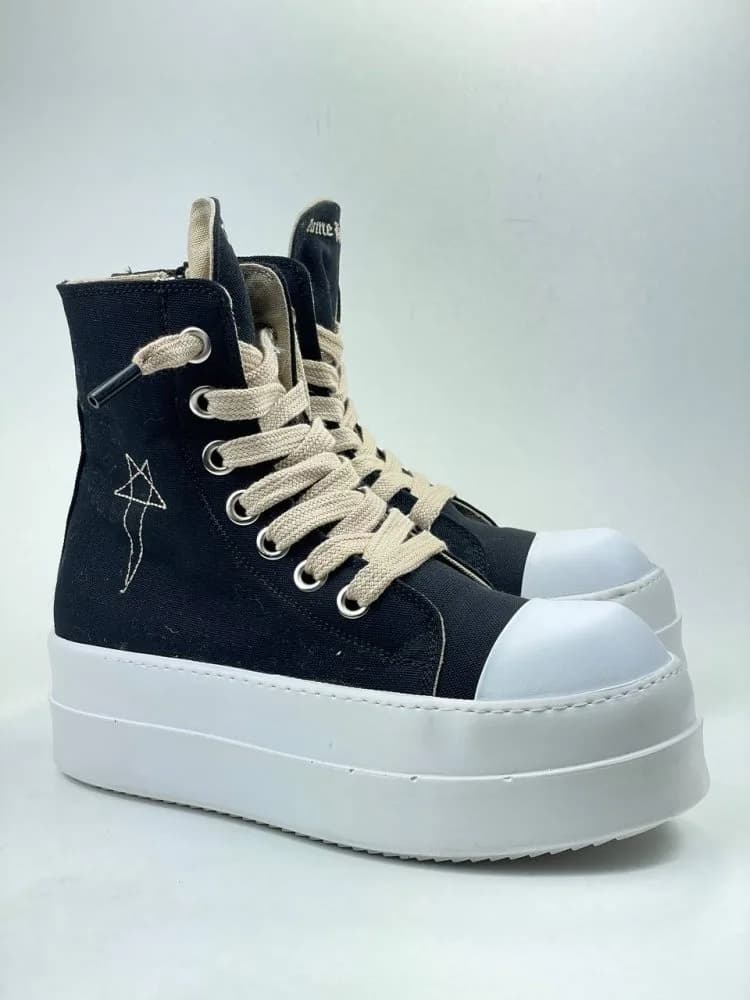 بوت ریک اونز RICK OWENS کد 3309 مشکی ستاره دار پارچه جودون — تصویر ۷