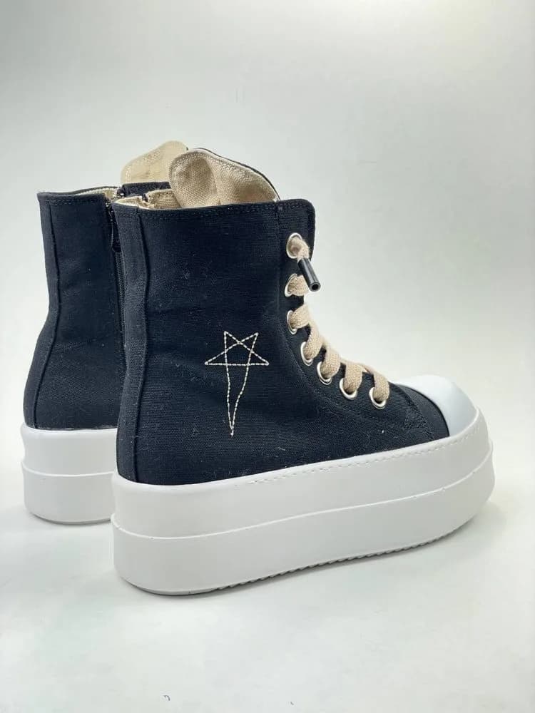 بوت ریک اونز RICK OWENS کد 3309 مشکی ستاره دار پارچه جودون — تصویر ۵