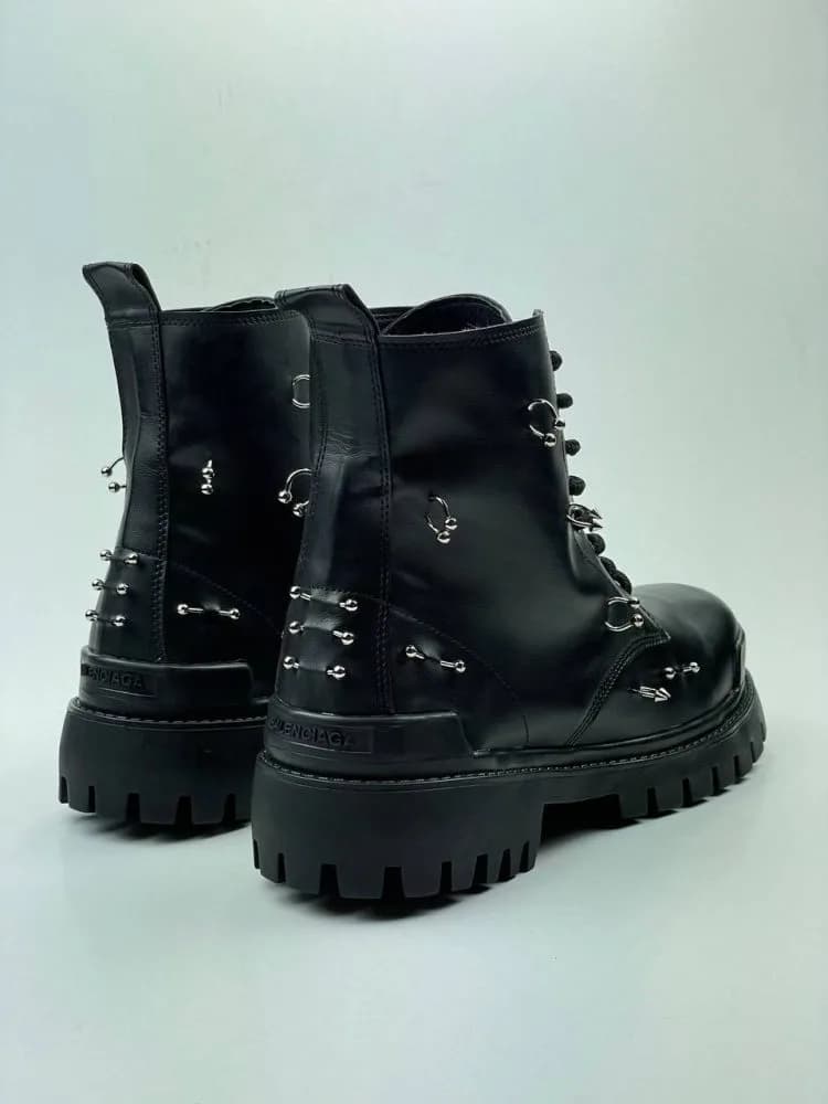 کد 2917 بوت چرم بالنسیاگا BALENCIAGA مشکی مات پیرسینک — تصویر ۸